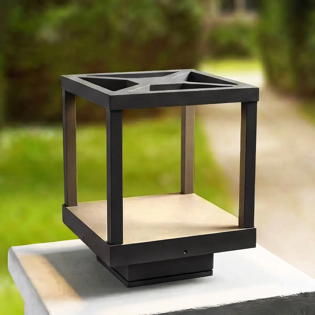 Lucande LED-Sockellampe Lealan, schwarz, Metall, 23 cm, IP54