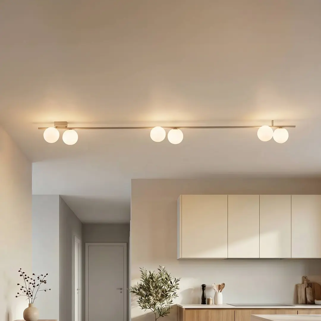 TK Lighting Deckenleuchte Imelo, creme, 6-flammig, Glas, Länge 200 cm