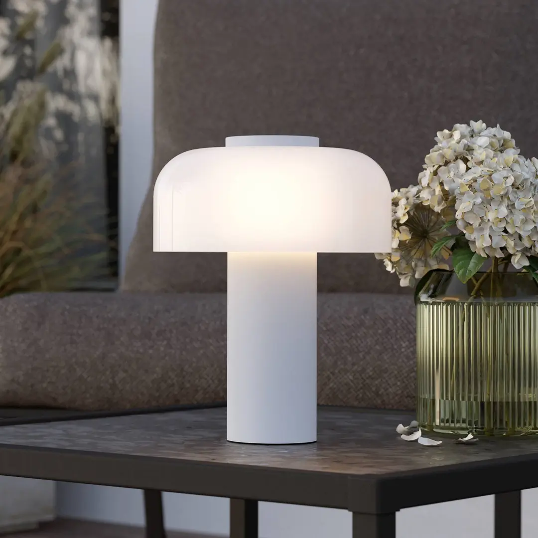 EGLO LED-Akku-Tischlampe Ponente, Ø 16 cm, weiß, CCT, dimmbar