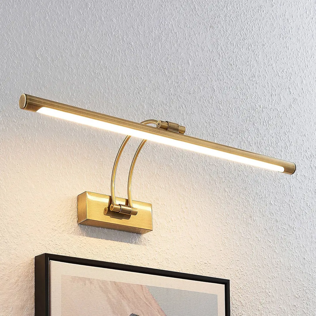 Lucande LED-Bilderleuchte Dimitrij, gebogen, messing, Metall
