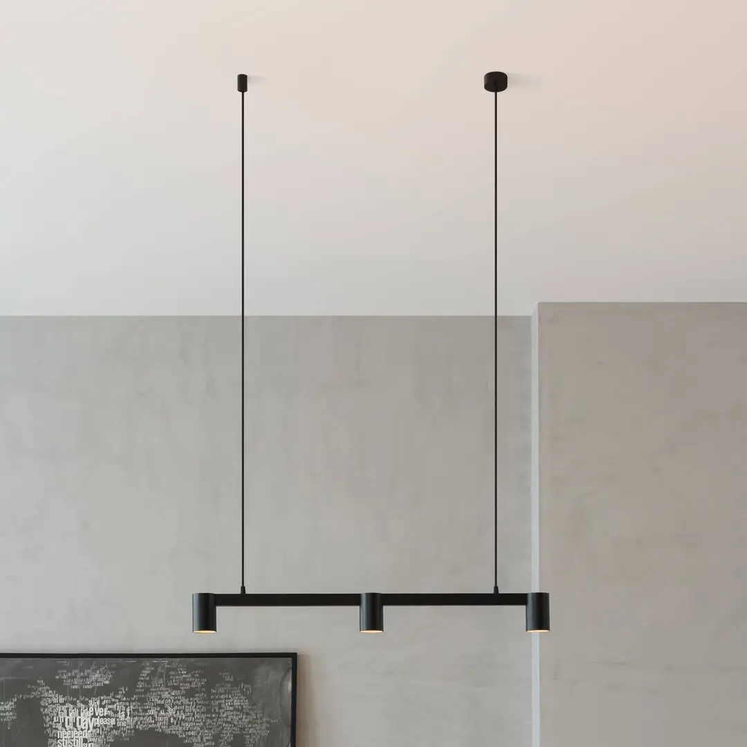 Arcchio Hängeleuchte Brinja, schwarz, 90 cm, 3-flg., GU10