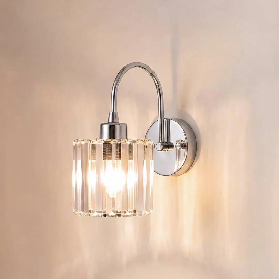 Opviq Wandleuchte Yakops, chromfarben, Ø 13 cm, Glas/Metall, E14