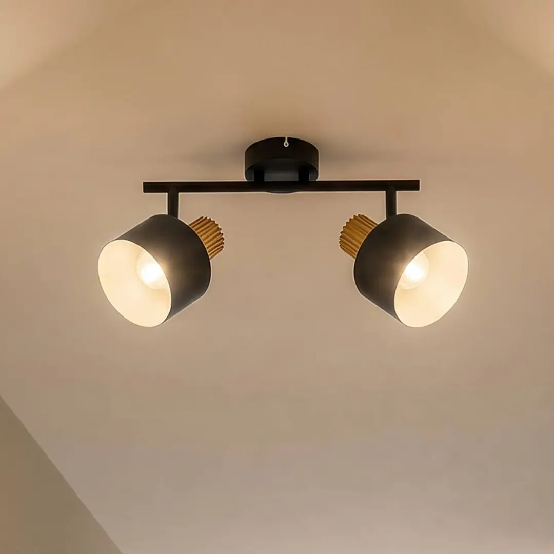 Lindby Deckenstrahler Lenja, 2-flammig, schwarz, E14, Metall