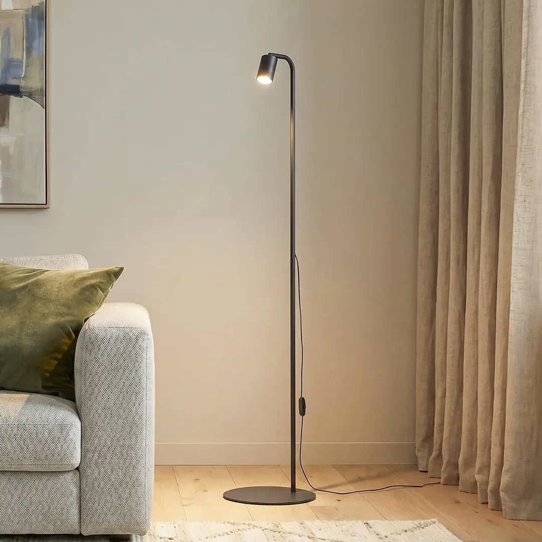 TK Lighting Stehleuchte Nex, schwarz, Metall, Höhe 140 cm, GU10
