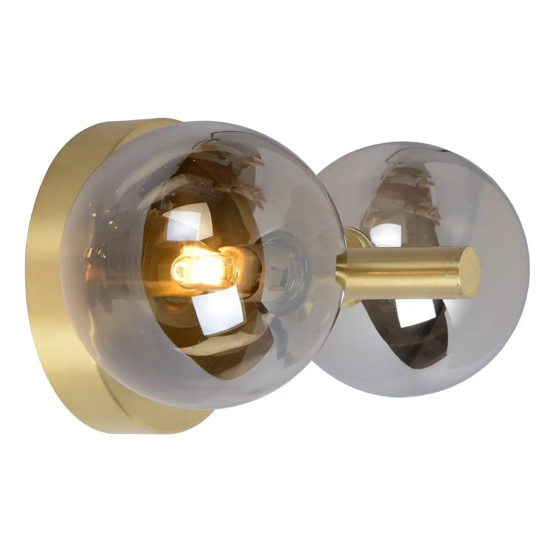 Lucide Wandleuchte Tycho, zweiflammig, gold/rauchgrau