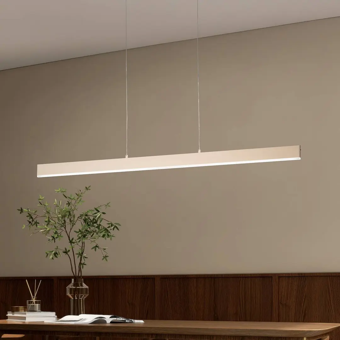 FISCHER & HONSEL LED-Hängelampe Silvano, sand, Länge 115 cm, CCT, Touchdimmer
