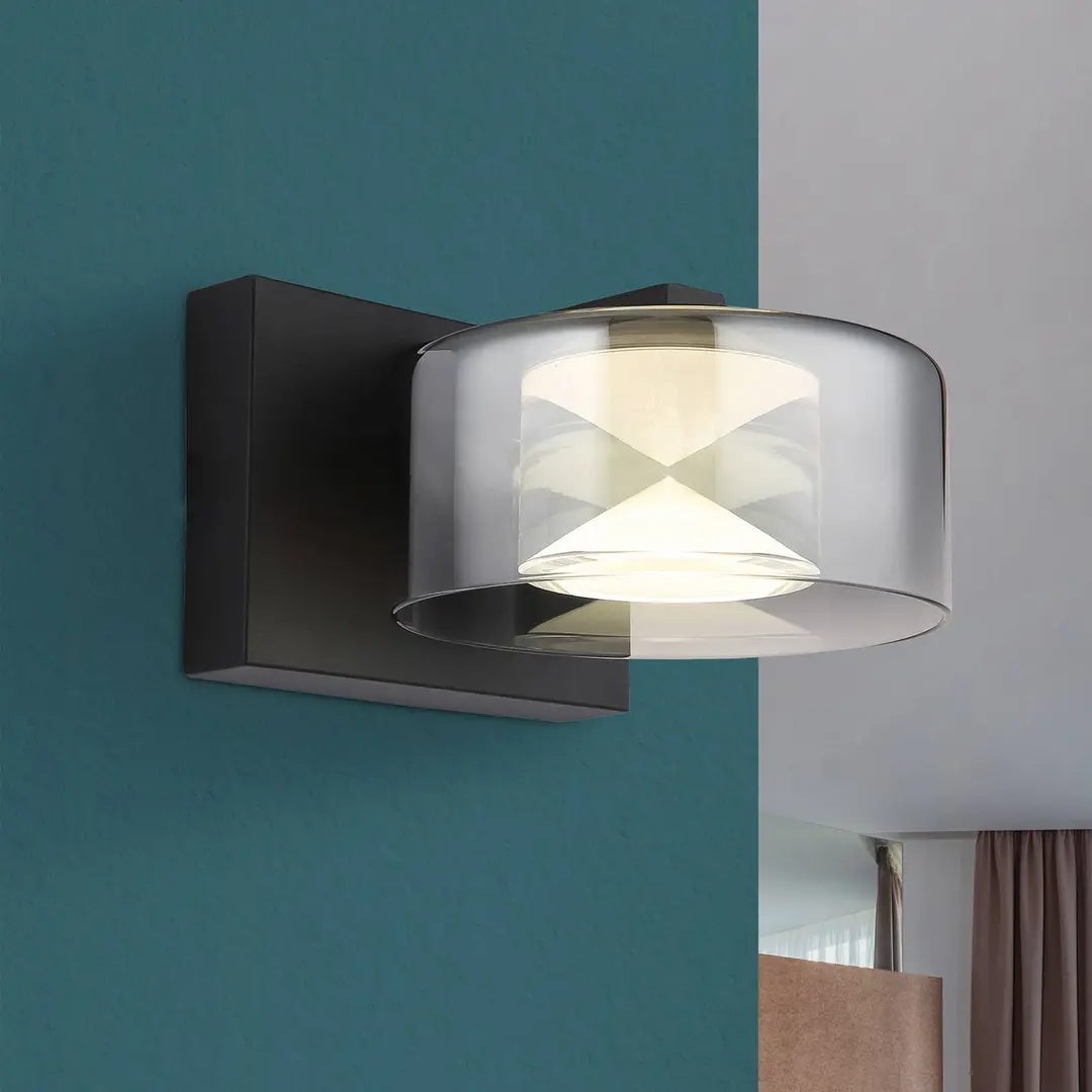 Globo LED-Wandleuchte Belinda, rauchgrau, Breite 15 cm, Glas