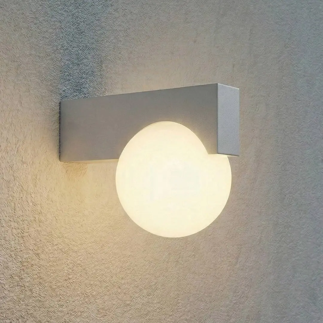 Lucande LED-Außenwandleuchte Vijon, hellgrau, CCT, IP44
