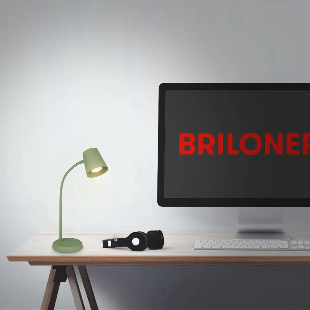 Briloner Tischleuchte Skriva, grün, Metall, GU10