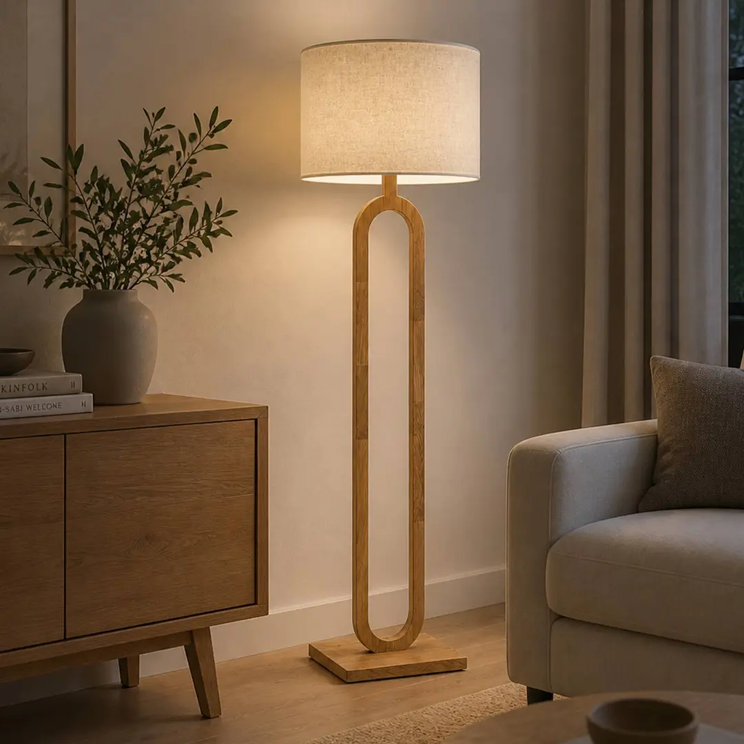 Elobra Stehlampe Patagonia eiche hell/ natur Höhe 160 cm Holz/Stoff