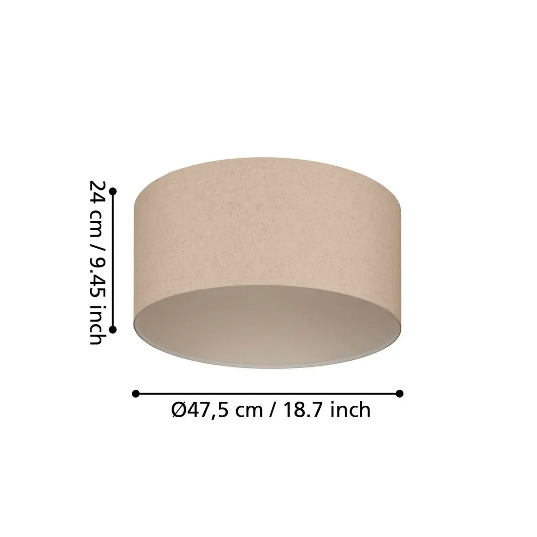 EGLO Deckenlampe Feniglia mit Leinenschirm natur