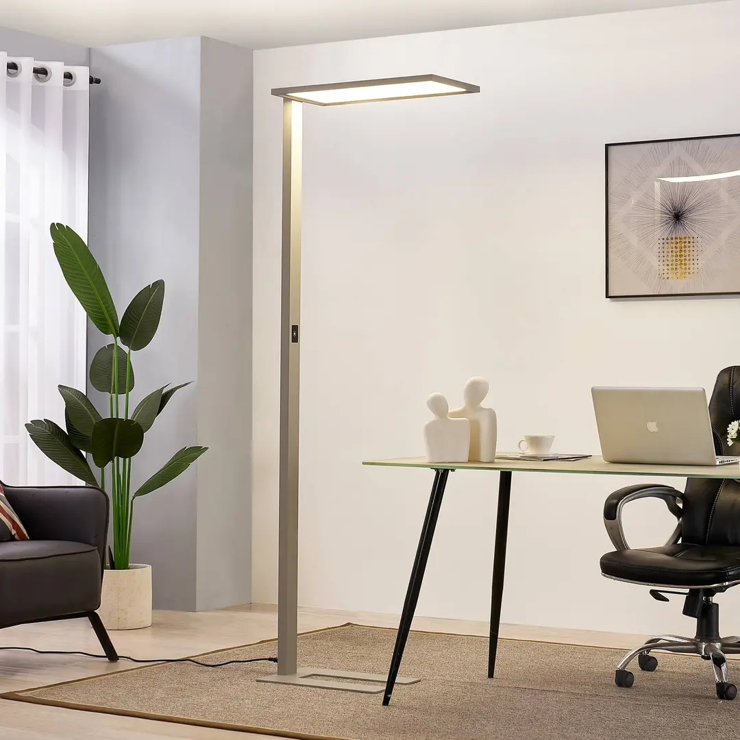 Prios LED-Bürostehleuchte Taronis, silber, 195 cm, dimmbar