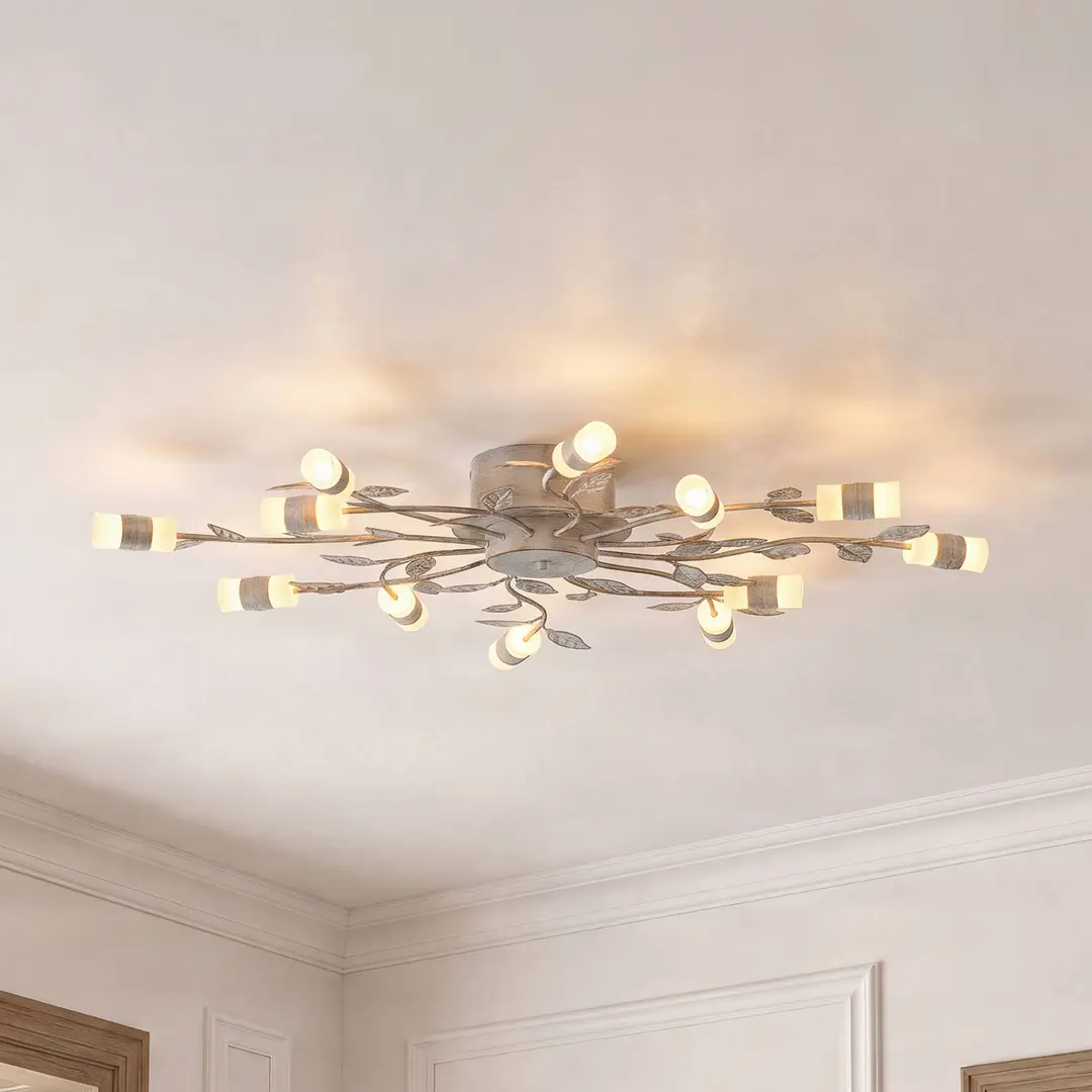 Lindby LED-Deckenleuchte Bolonia, messing/weiß, Ø 80 cm