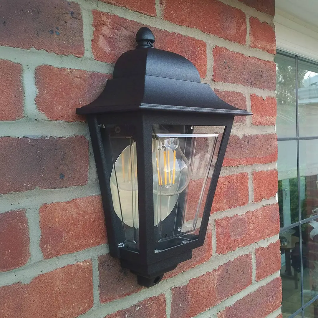 ELSTEAD Außenwandlampe Deco Lane, schwarz, Laterne, Aluminium, IP44