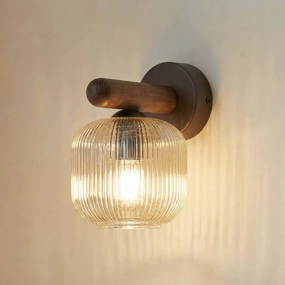 TK Lighting Wandleuchte Salvia, braun/cognac, Glas, Höhe 20 cm, E14