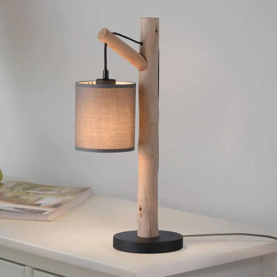 JUST LIGHT. GmbH Tischleuchte Gerda Tribu, Papier, Holz, Höhe 53 cm
