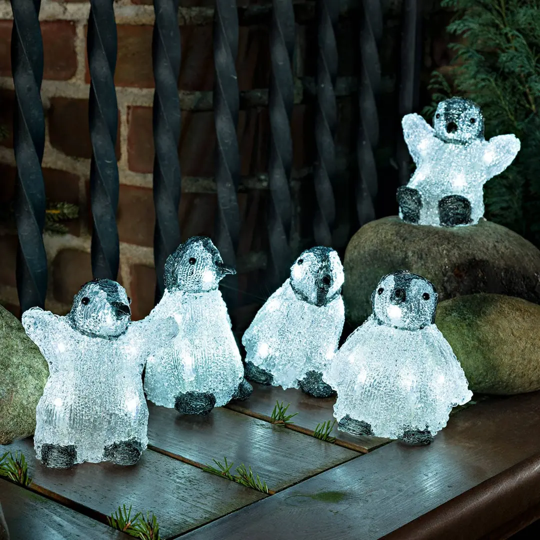 Konstsmide Christmas Fünferset LED-Acryl-Leuchtfiguren Babypinguine