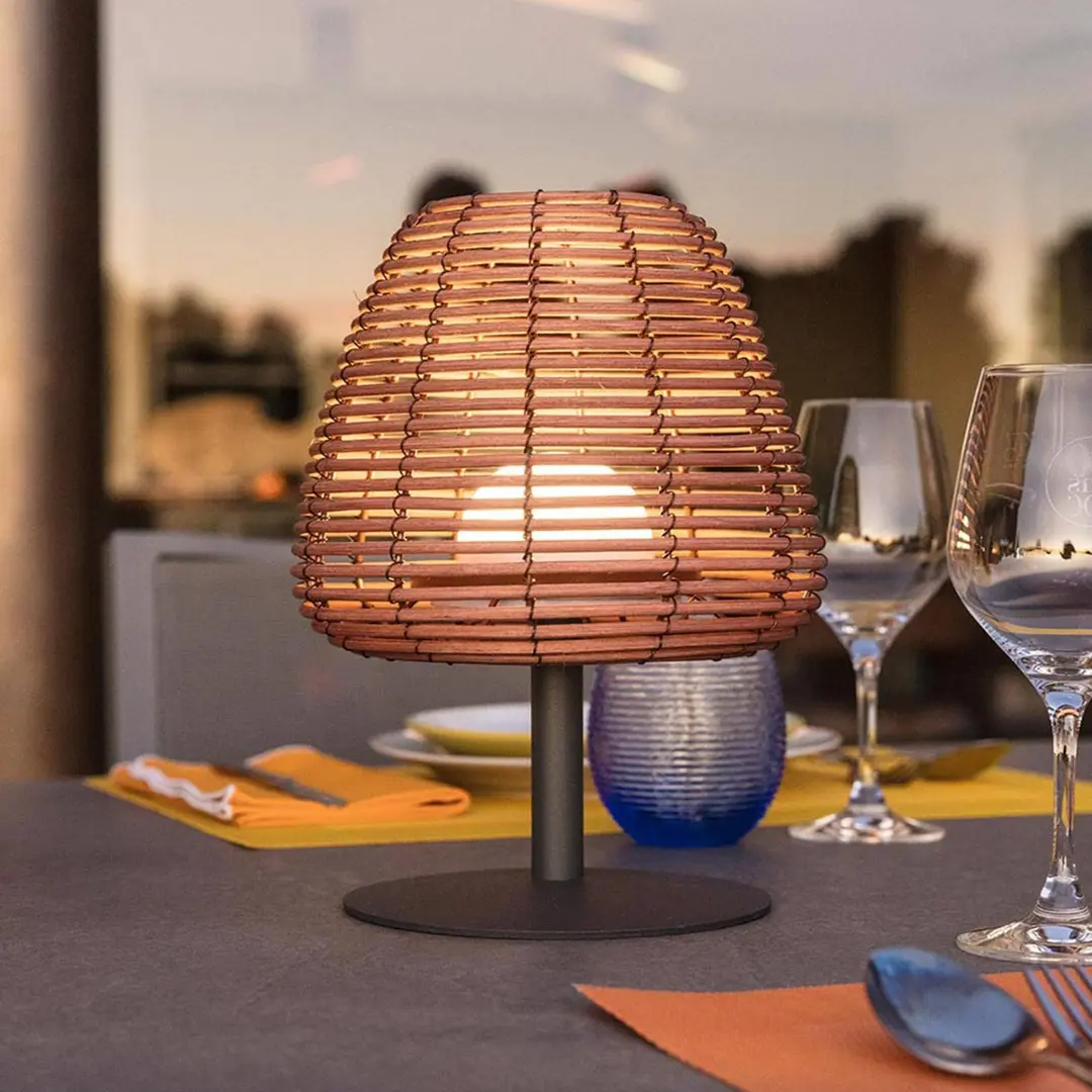 Lumisky LED-Akku-Tischlampe Boheme, dunkelgrau/braun, Höhe 25 cm