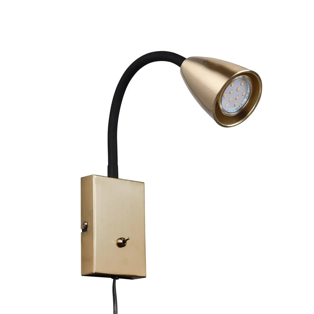 Trio Lighting Wandleuchte Wanda mit Stecker, messing matt