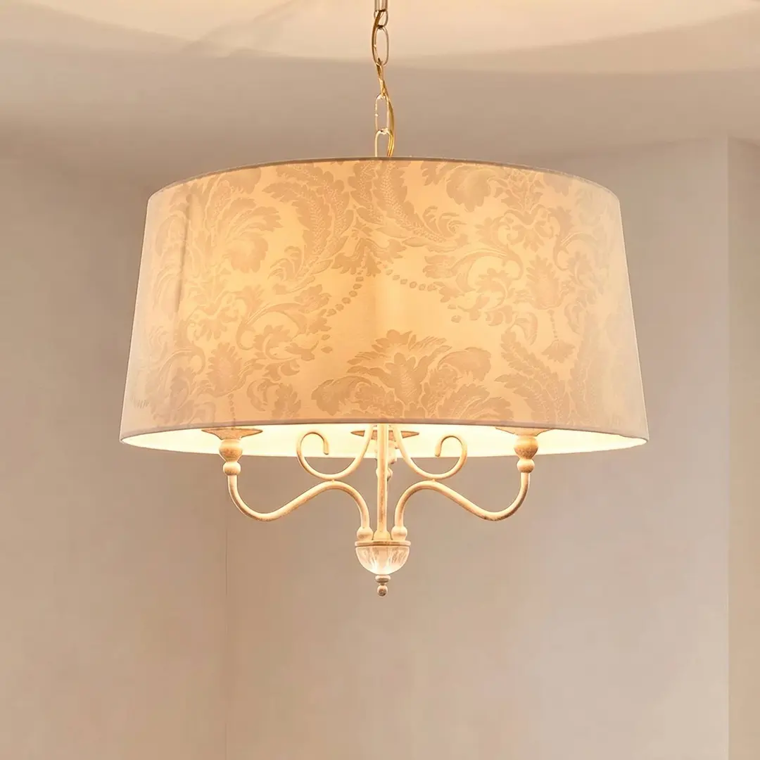 Jupiter Hängelampe Sofia Ecrie, beige/goldfarben, Textil, Stahl, E27