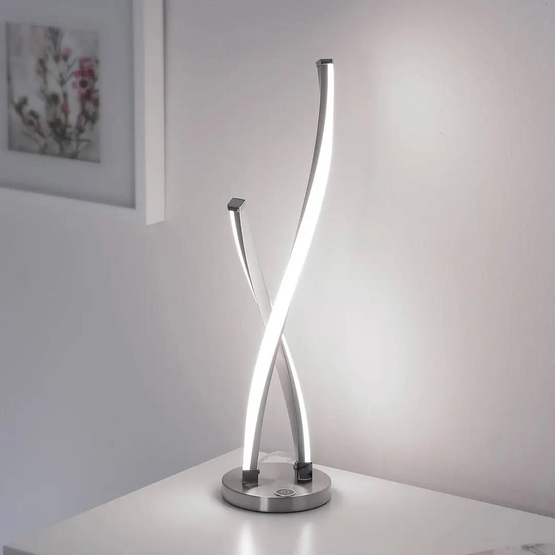 Paul Neuhaus LED-Tischlampe Polina, silber, Metall, dimmbar