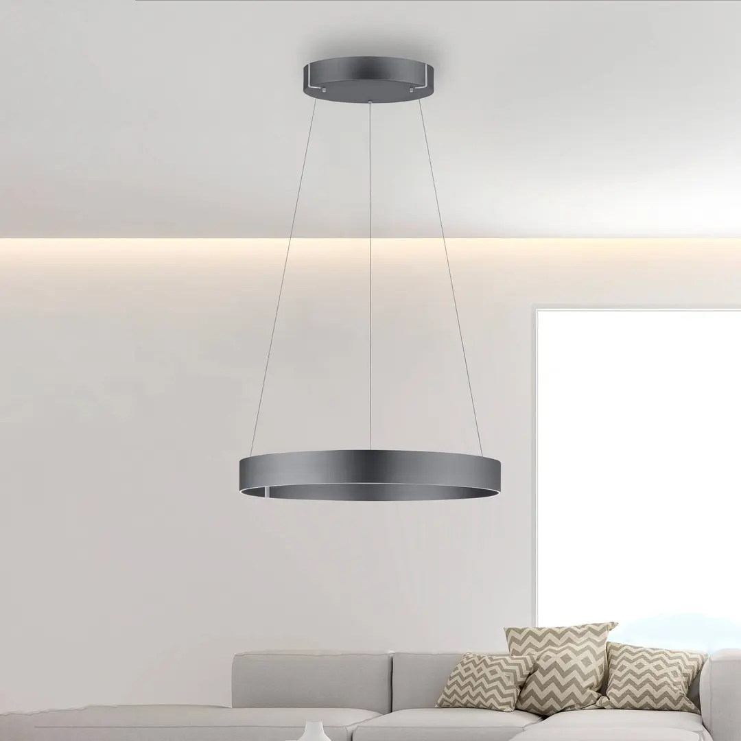 Pure LED-Hängeleuchte PURE E-Clipse, mystic grey, Ø 70 cm, CCT