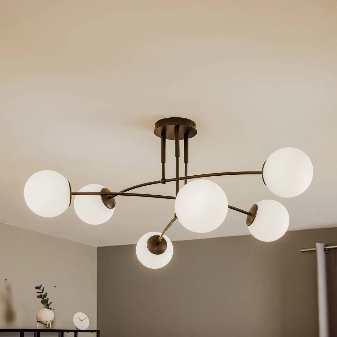 EMIBIG LIGHTING Deckenleuchte Pregos 6 in Schwarz, sechsflammig