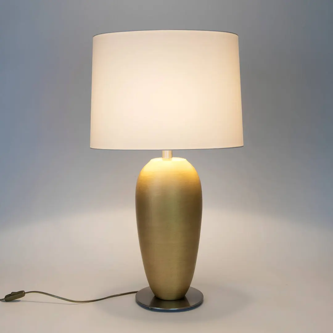 Holländer Tischleuchte OMEGA OVAL, gold/écru, Höhe 77 cm, Keramik E27