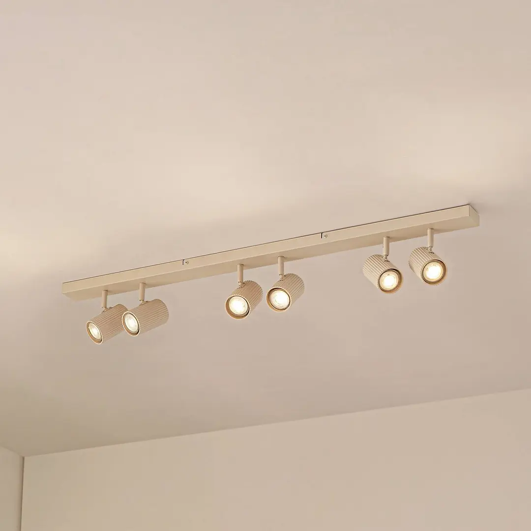 Lindby Deckenstrahler Kardis, beige, 6-flg., Metall, GU10