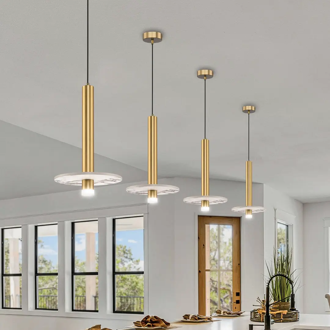 Viokef LED-Hängelampe Leandros goldfarben Ø 40 cm Kunststein/Metall