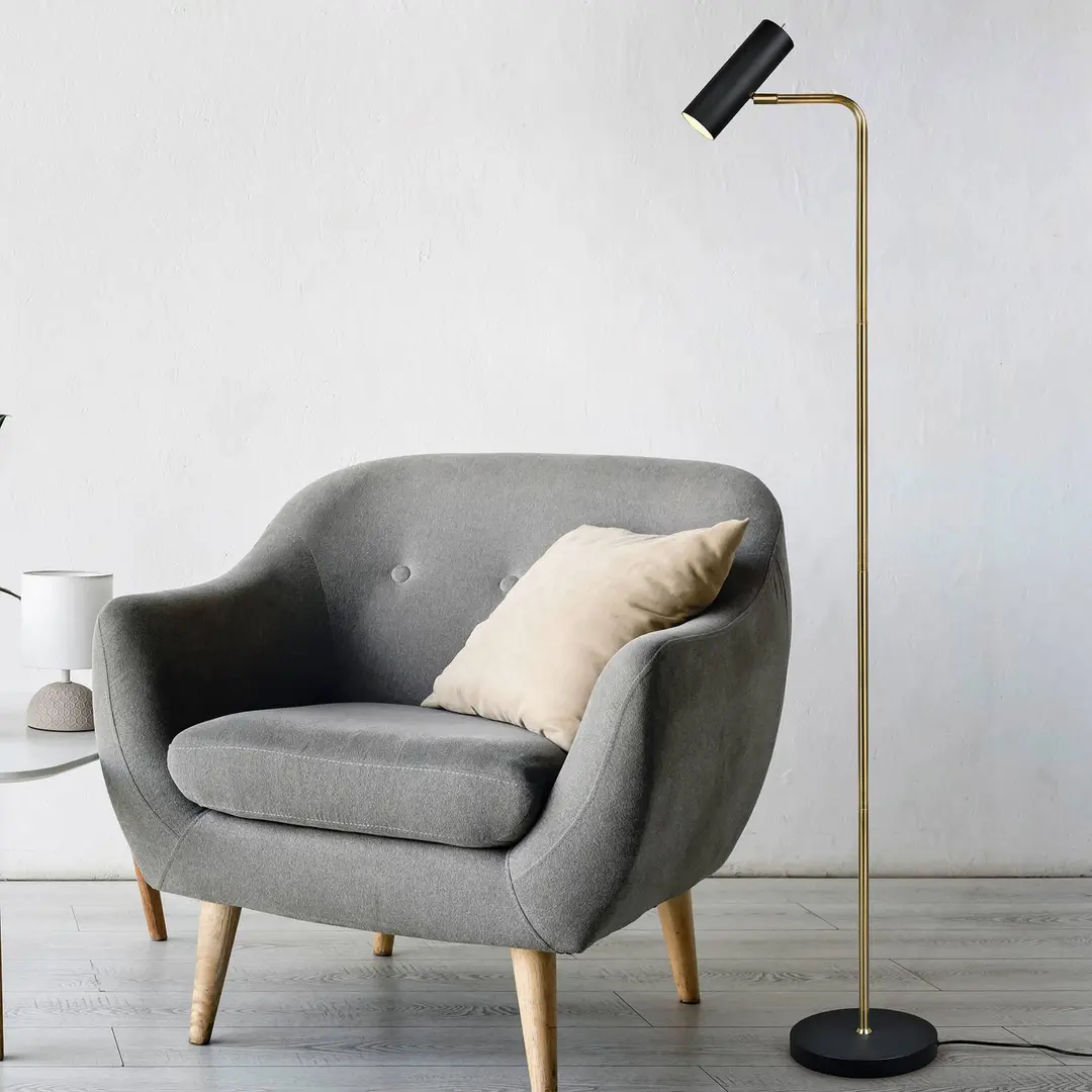Trio Lighting Stehleuchte Marley, schwarz/messing, Höhe 151 cm, Metall