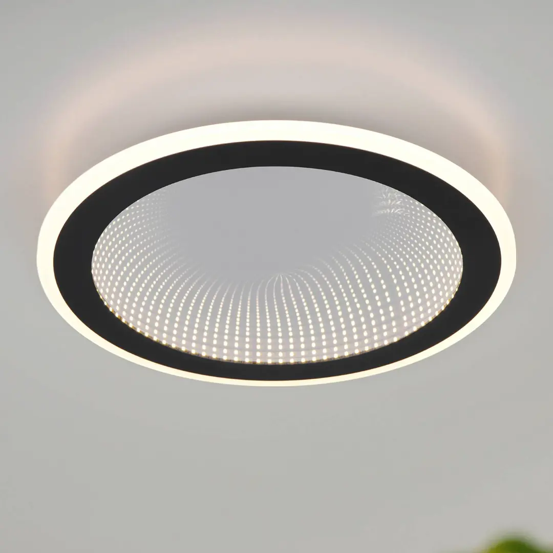 Reality Leuchten LED-Deckenleuchte Glace, schwarz, CCT, dimmbar, Metall