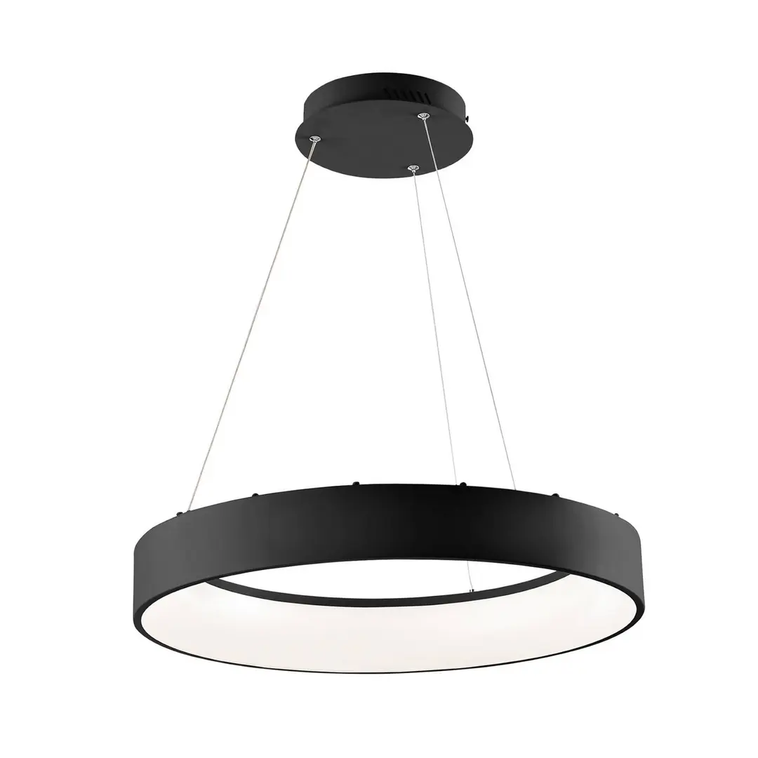 Luce Ambiente Design LED-Pendellampe Noah, schwarz, Ø 60 cm, Metall, CCT