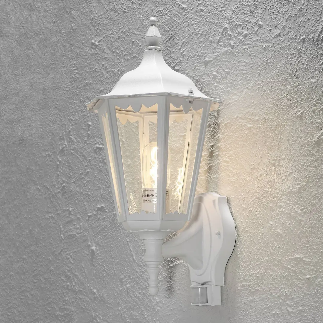 Konstsmide Außenwandlampe Firenze m. Sensor, stehend, weiß