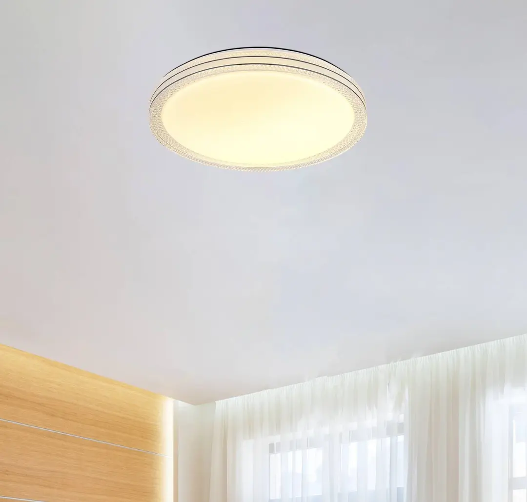 Globo LED-Deckenleuchte Veleno, weiß, Ø 49 cm, Glitzer-Effekt