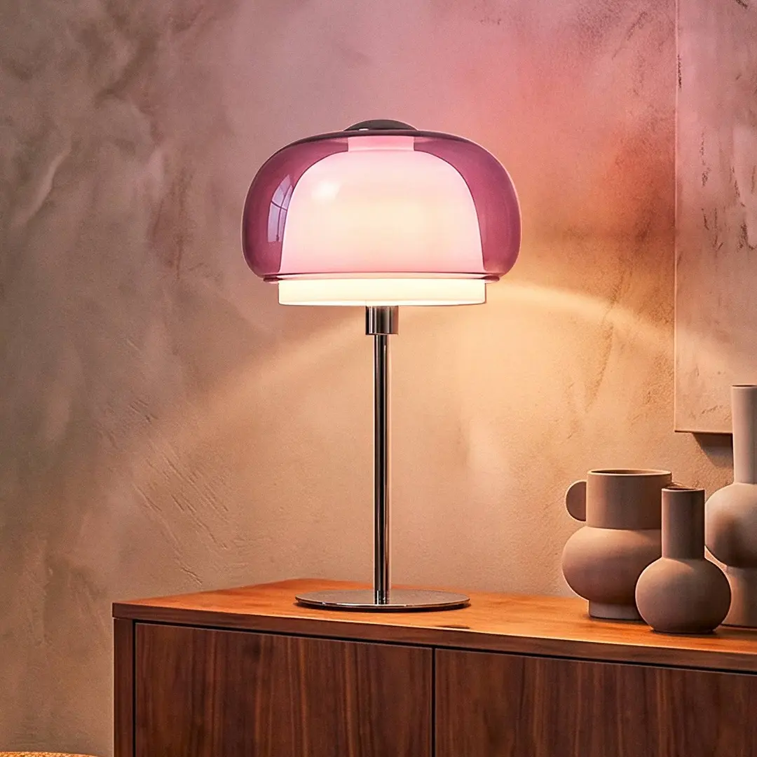 EGLO Tischleuchte Belomontejo, pink-transparent, Glas, E27