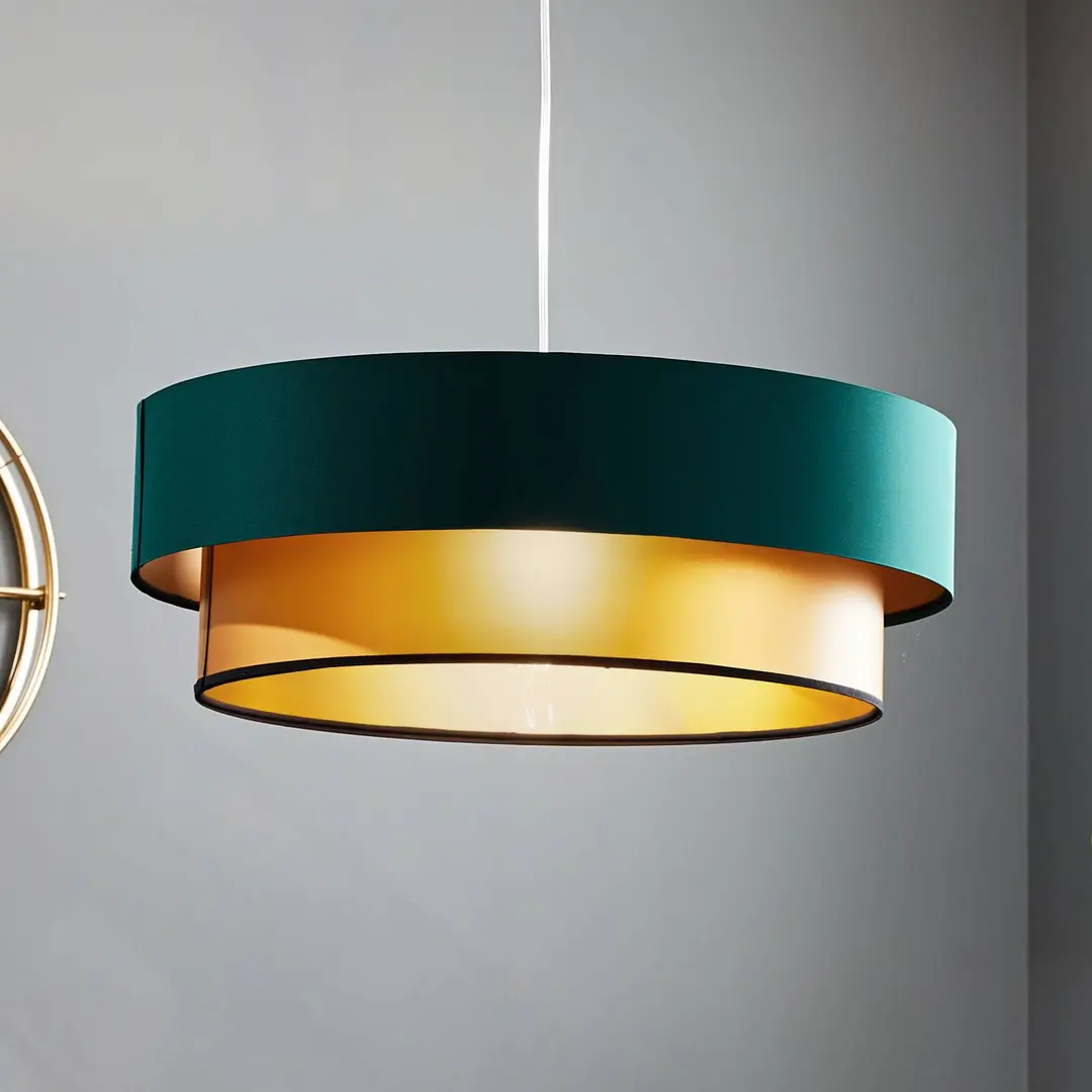Maco Design Hängelampe Dorina, grün/gold Ø 60cm