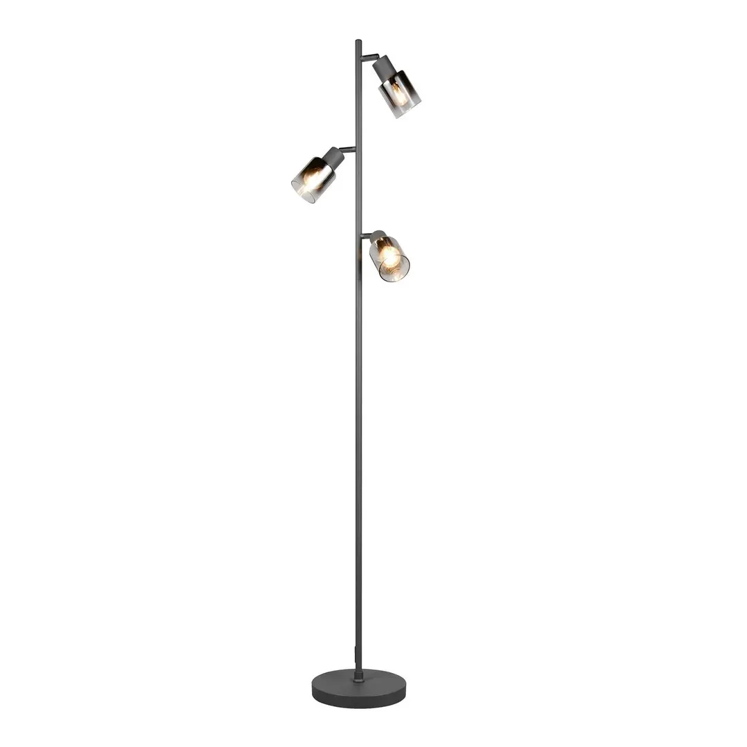 Reality Leuchten Stehleuchte Cadiz, schwarz/anthrazit, 3-flammig, Höhe 154 cm