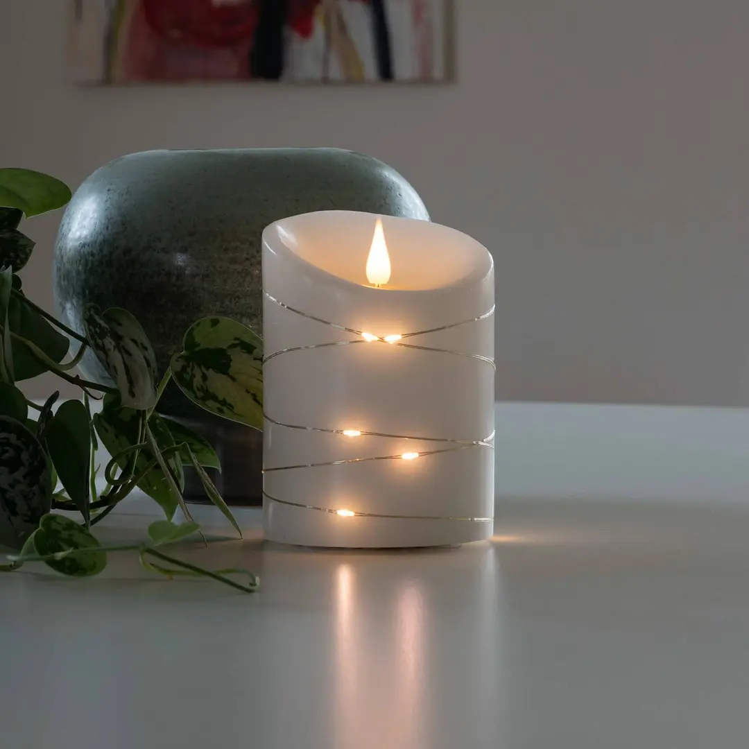 Konstsmide Christmas LED-Wachskerze weiß Lichtfarbe Warmweiß 14 cm