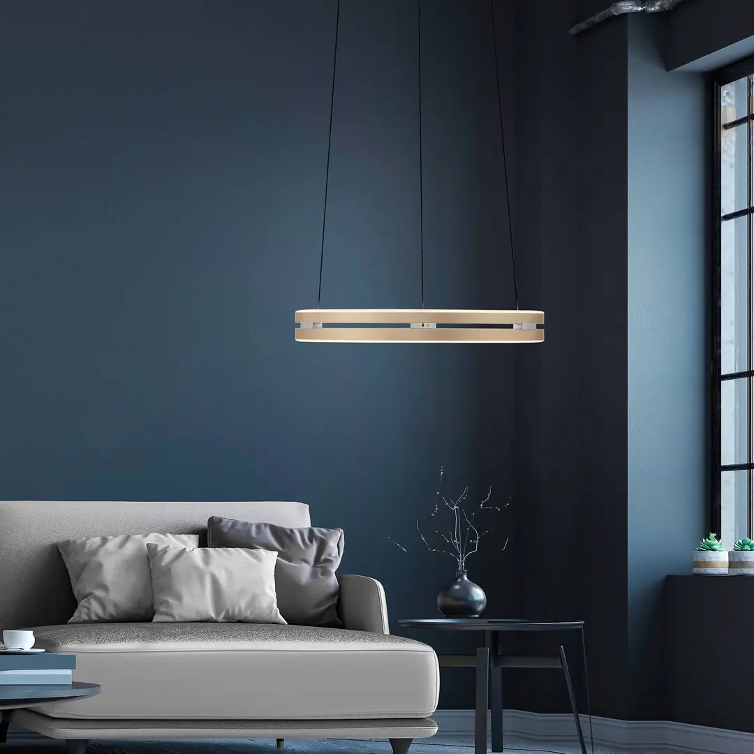 Pure LED-Hängeleuchte PURE E-Loop, ivory gold, Ø 50 cm, Alu, CCT