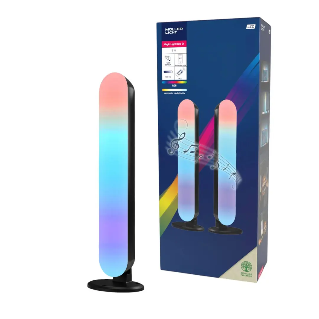 Müller-Licht LED-Tischlampe LED Light Bar, 2er, schwarz, RGBW, Kunststoff
