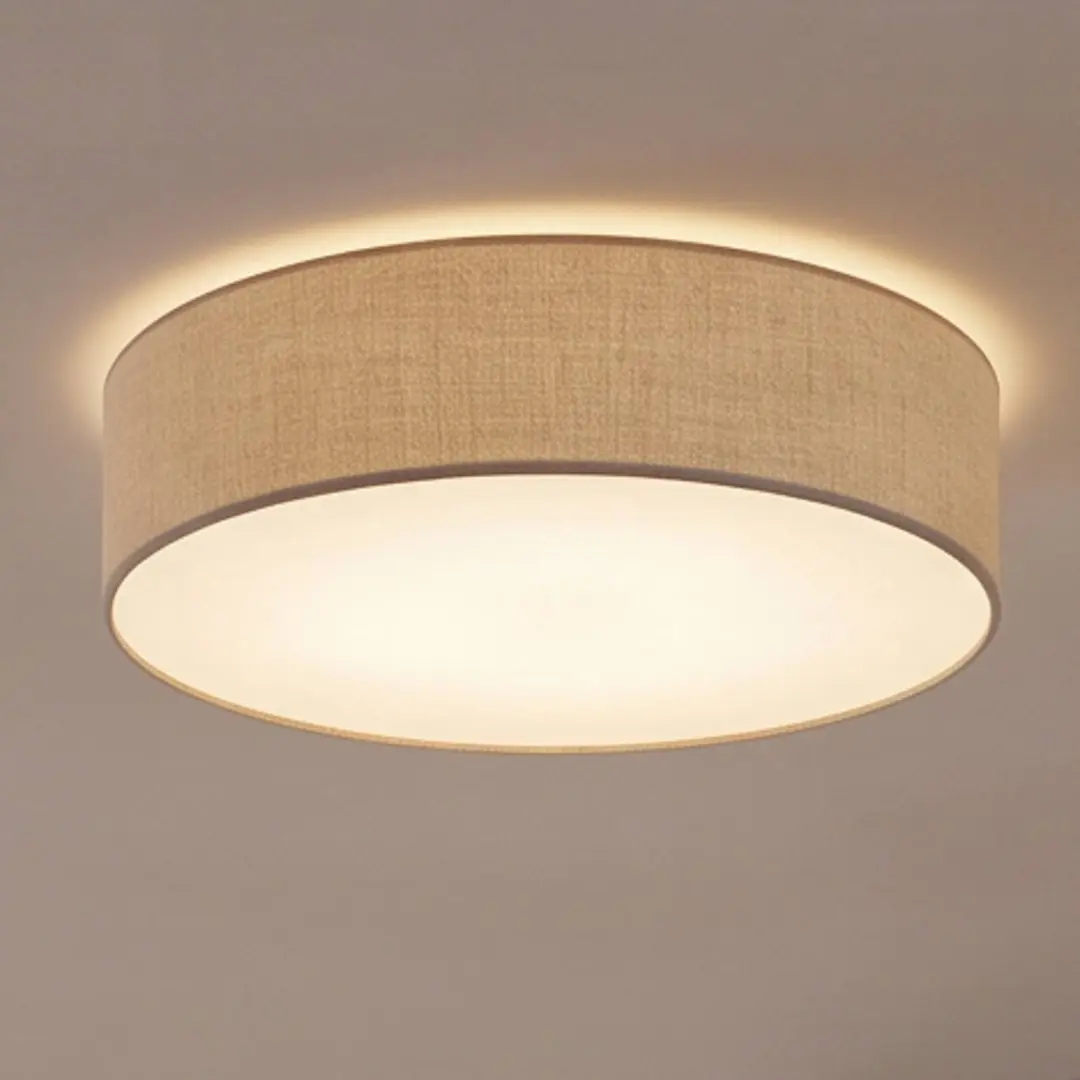 Eko-Light Deckenleuchte Leano, grau, Leinentextil, Ø 50 cm