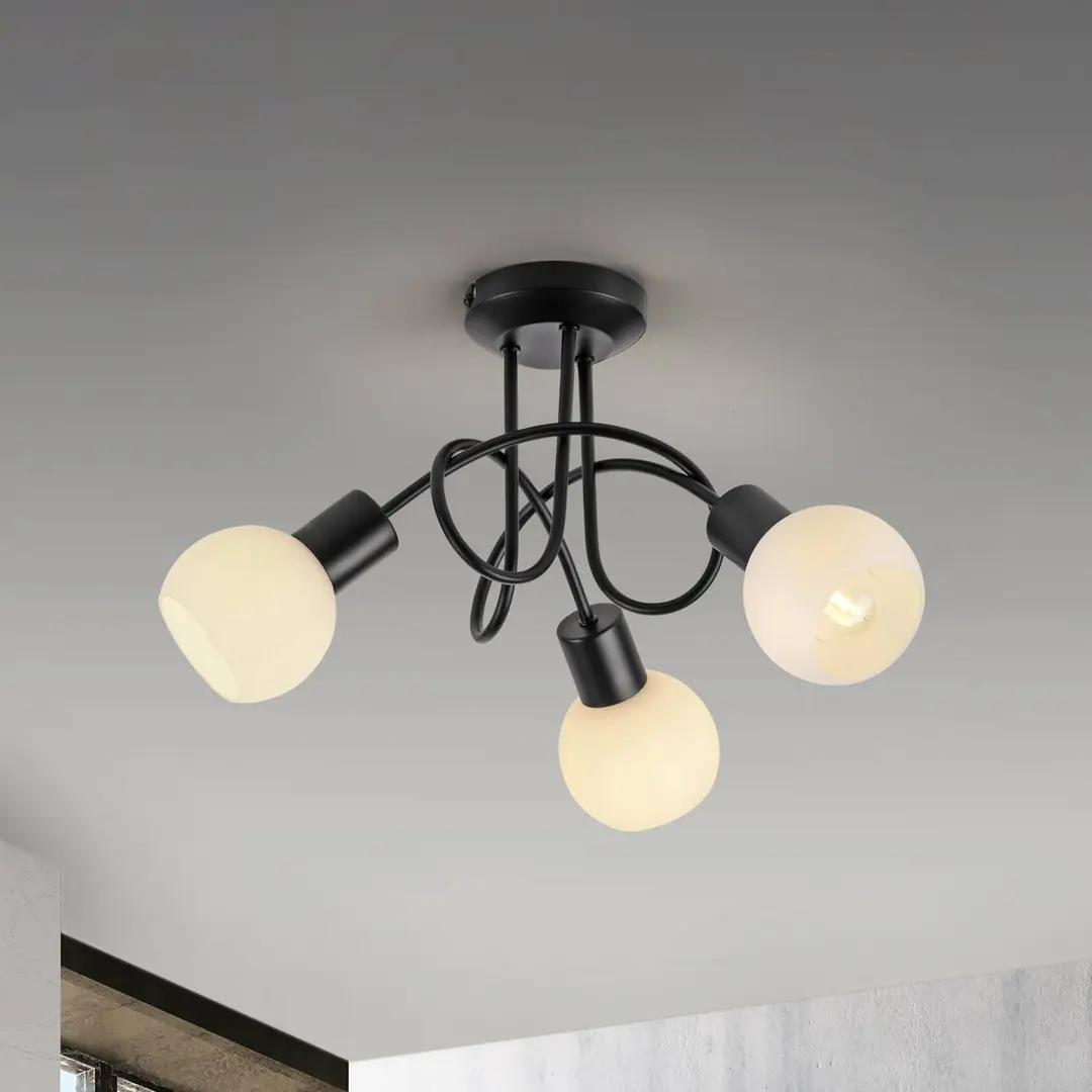 JUST LIGHT. GmbH JUST LIGHT. Deckenleuchte Loki, 3-fl., rund, schwarz, Eisen
