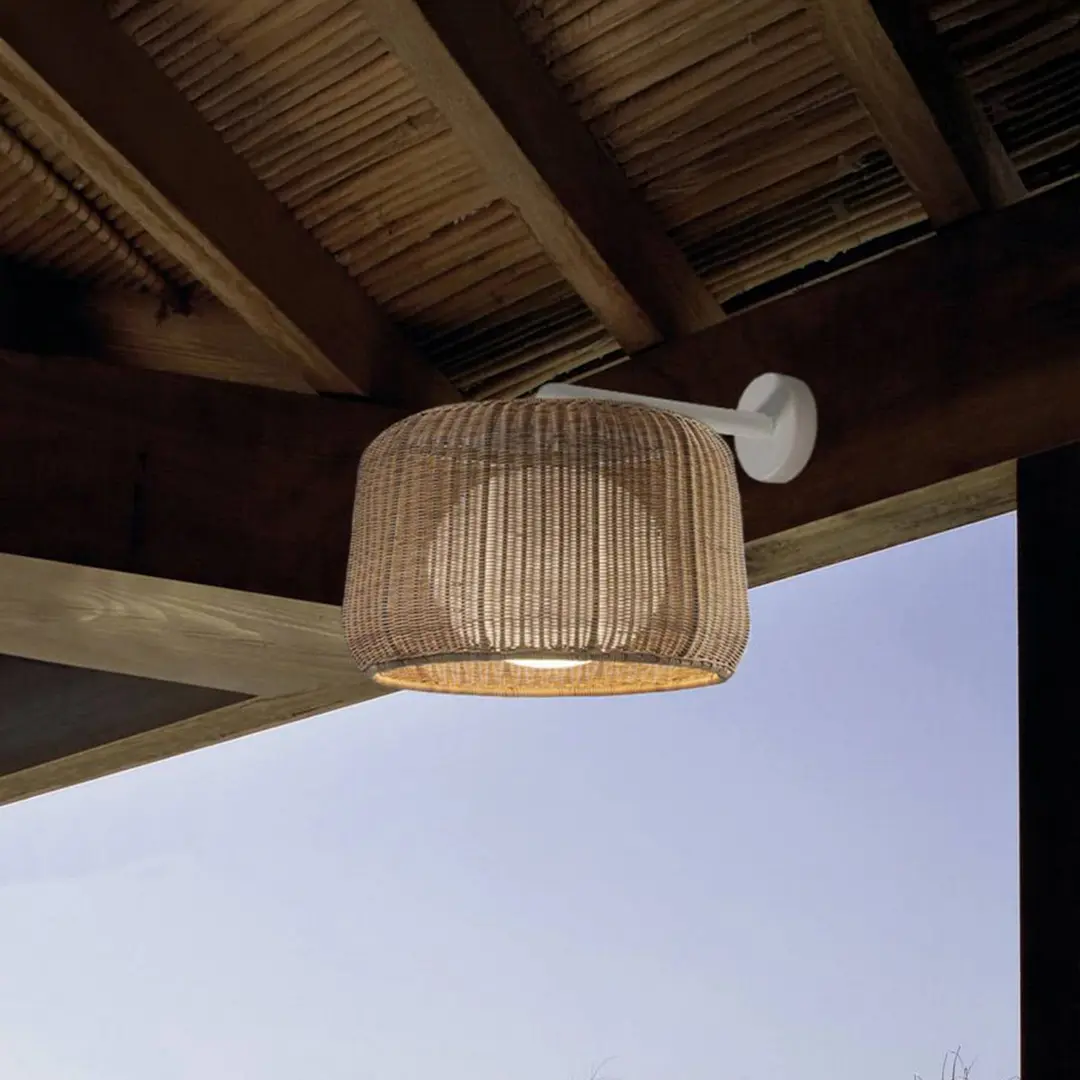 Bover Außenwandlampe Fora A, naturweiß/beige, Ø 50 cm, E27