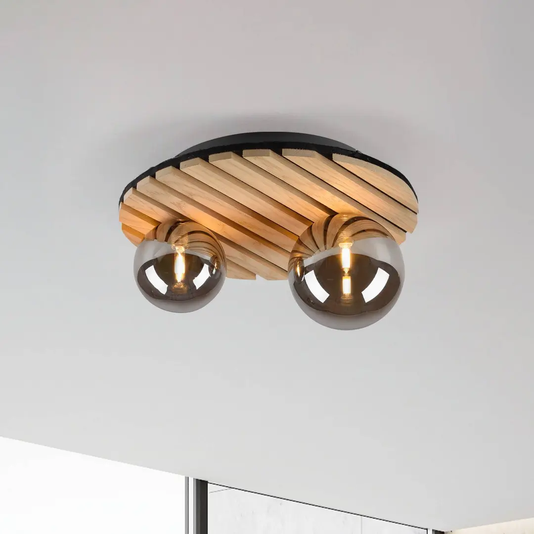 JUST LIGHT. GmbH JUST LIGHT. Deckenleuchte Gerda Stika, rund, 2-fl., Holz