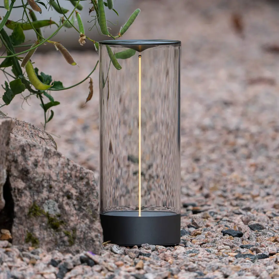 Konstsmide LED-Akku-Tischleuchte Edison, Höhe 32 cm, grau/klar, IP54