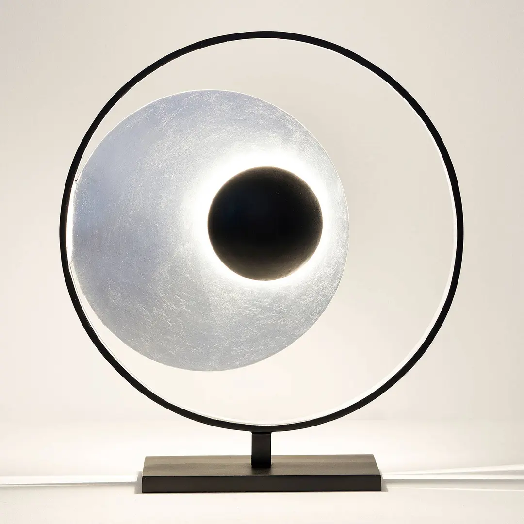 Holländer Tischleuchte Satellite in Silber-Schwarz Höhe 58cm