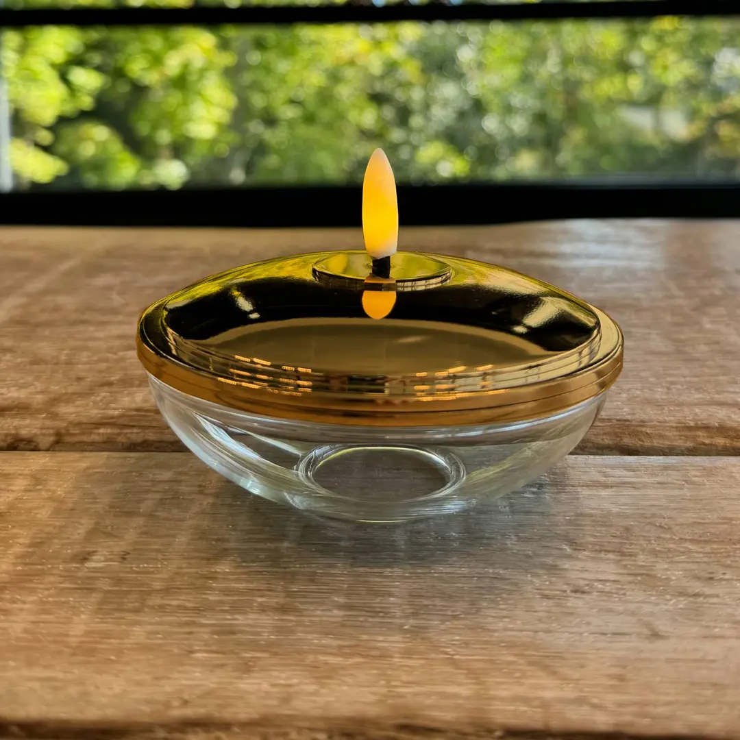 Sirius LED-Dekoleuchte Lia, goldfarben, Akku, Glas, Kunststoff