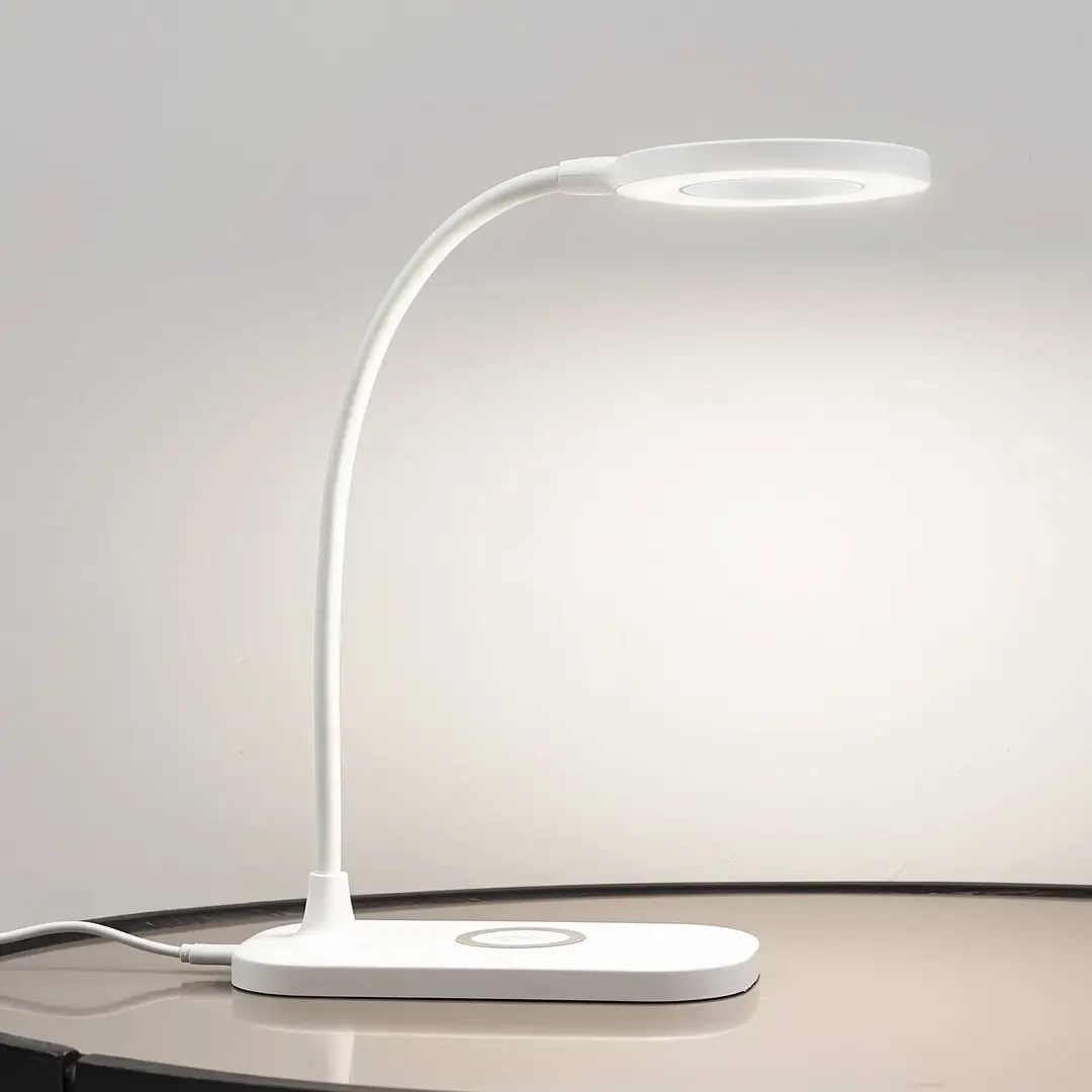 Lindby LED-Tischlampe Siona, weiß, CCT, dimmbar, Ladestation