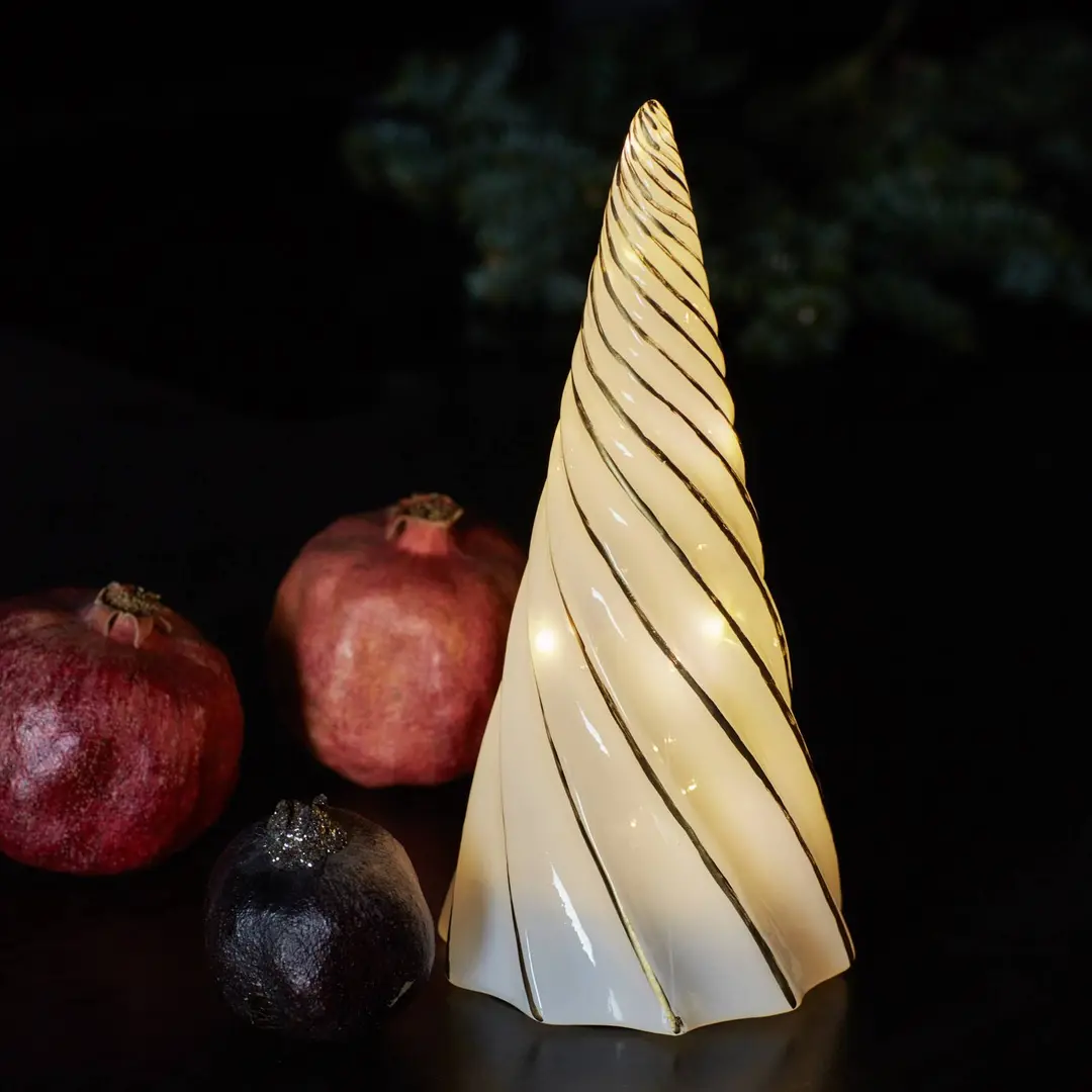 Sirius LED-Dekofigur Vilma, weiß/gold, Höhe 24 cm, Glas, Batterie
